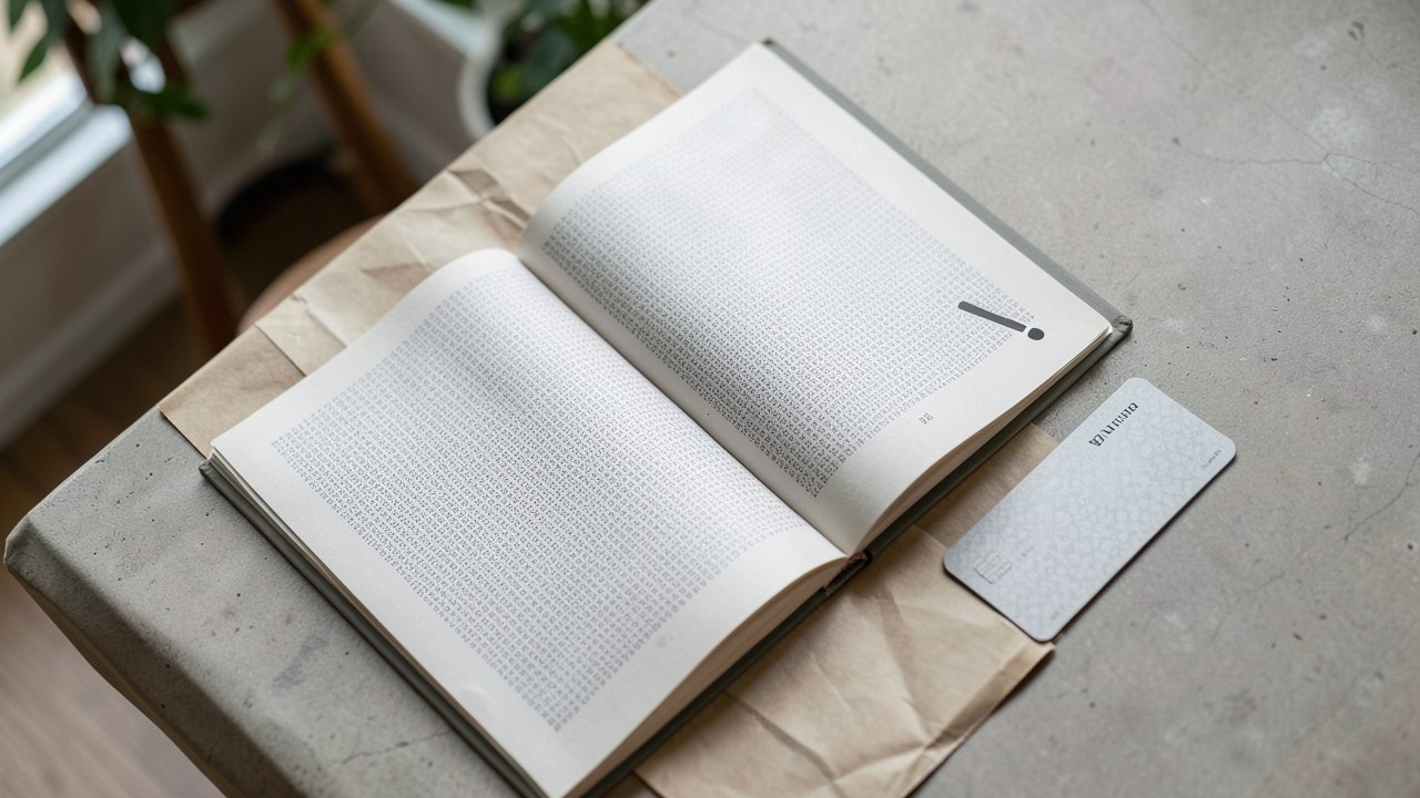 An open book with a card showing an exclamation mark icon on its cover, symbolizing a disclaimer.
